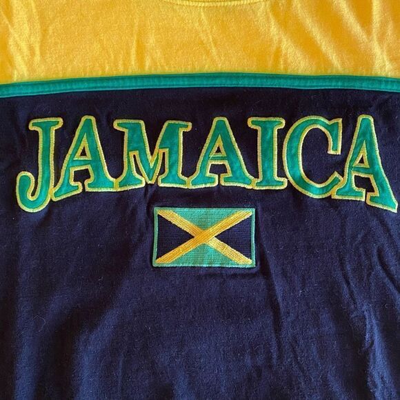 Island Tees Men's Striped Jamaican Short Sleeve T-Shirt Yellow Black Green XL - Picture 2 of 6